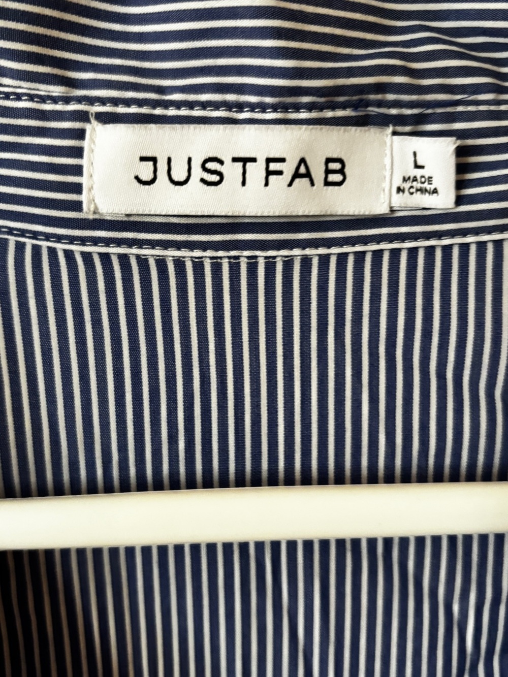 JustFab Navy Pinstripe Twist-Front Midi Shirt Dress - Picture 4 of 4